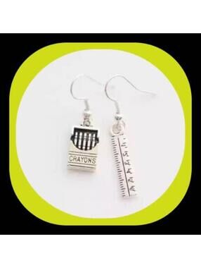 Brand New Whimsical Artist/Teacher Crayons Ruler Earrings Super Cute!